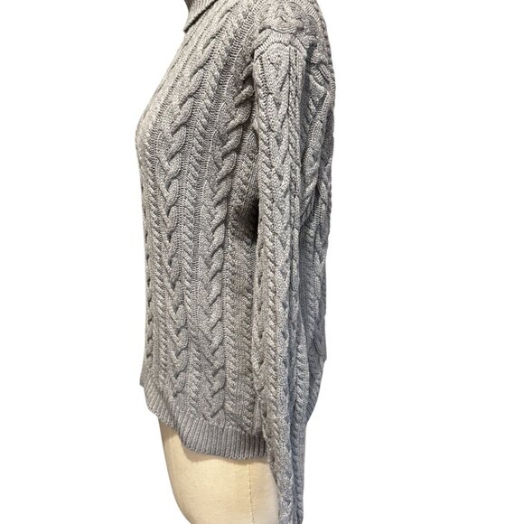 Vintage Lord & Taylor Gray Cable Knit Turtleneck Sweater – Size Small - Picture 2 of 3